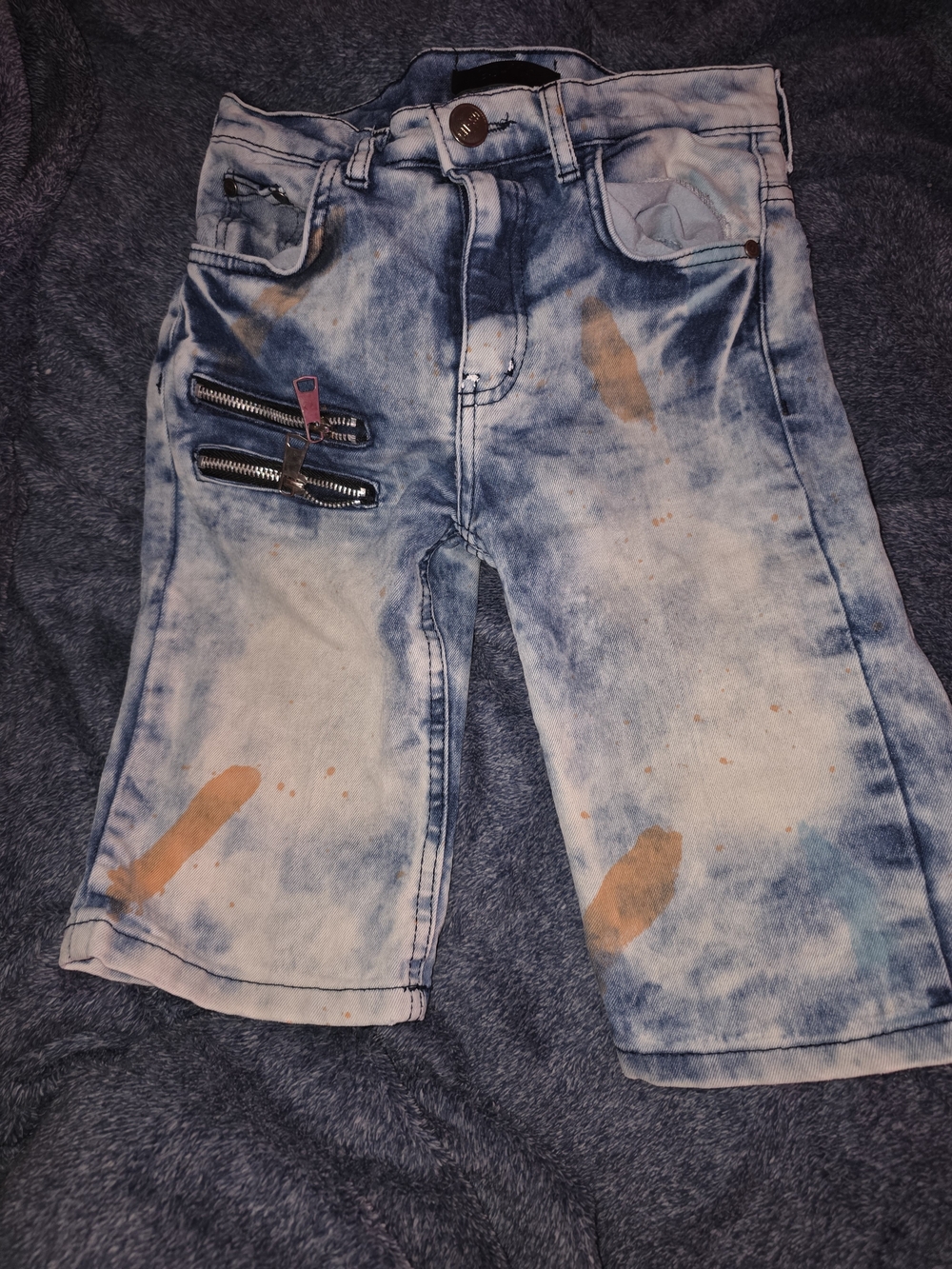 Kids Acid-Wash Denim Shorts in Blue